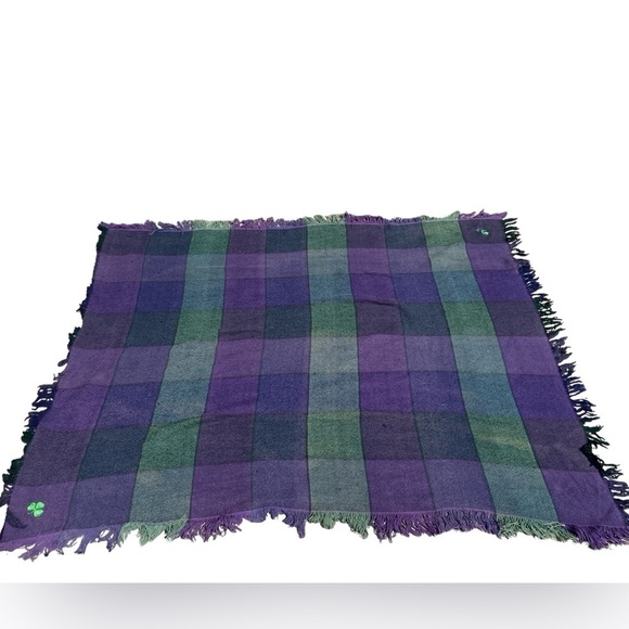 Irish Purple/Blue & Green Fringe Park Blanket☘️ - Picture 3 of 9
